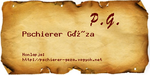 Pschierer Géza névjegykártya